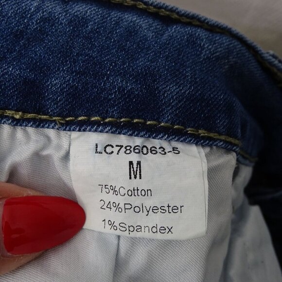 Distressed Ripped Denim High Waist Jean Shorts Women Size M Casual Rolled Hem - Picture 3 of 7